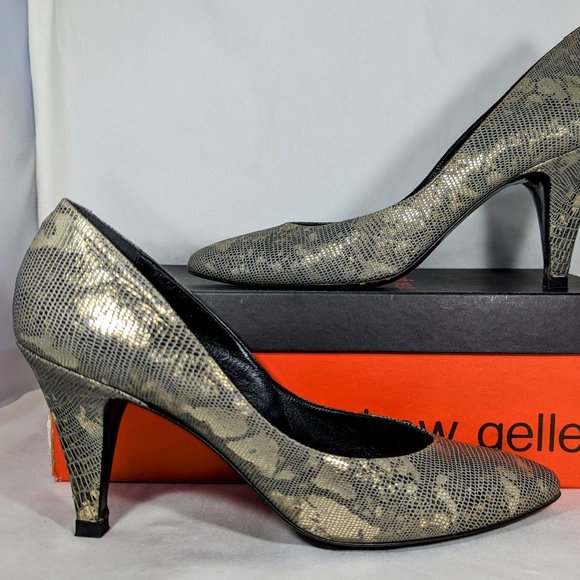 Sz 8 Vintage Italian Leather Closed Toe Heel Pump In Original Box, Andrew Geller - Picture 3 of 11